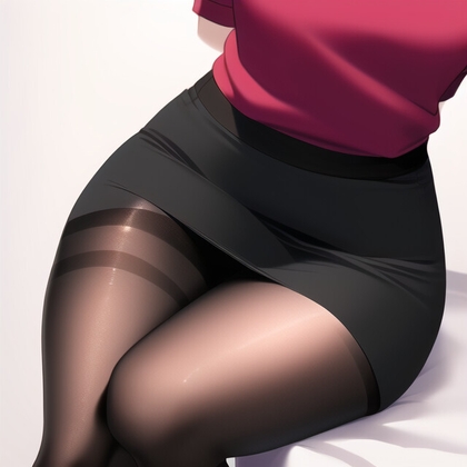 ミニスカ黒ストふとももCG集