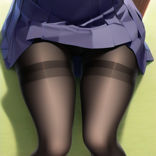 ミニスカ黒ストふとももCG集