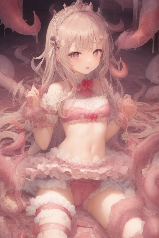 触手に襲われる姫様たち