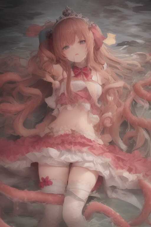 触手に襲われる姫様たち