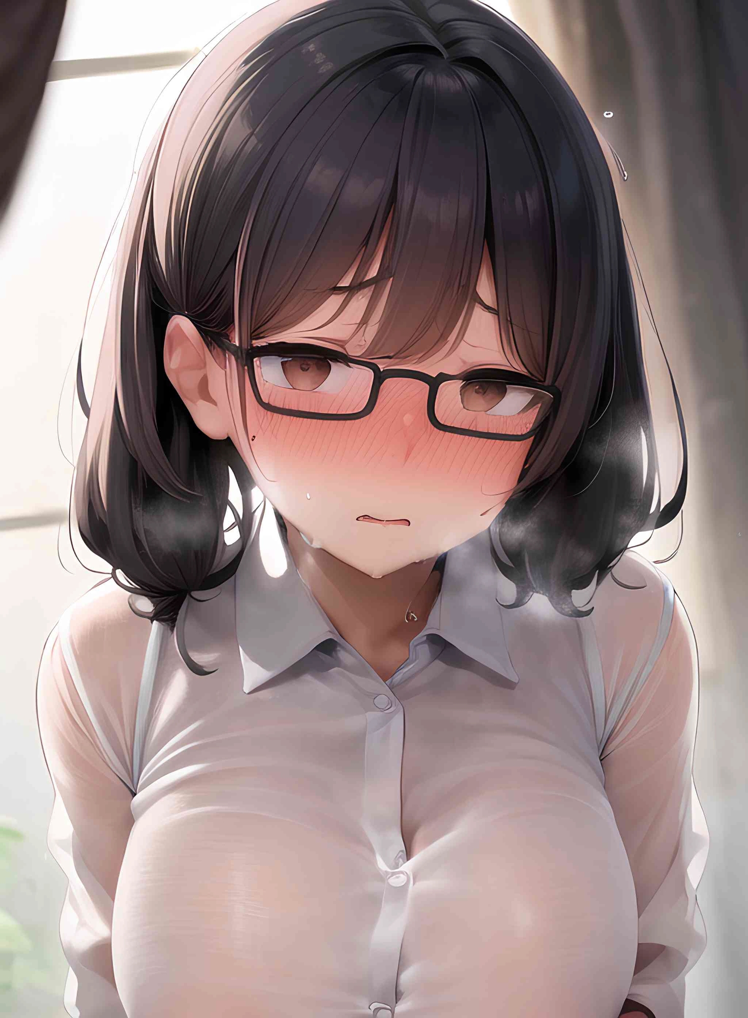 「やめてください...///」クラスの大人しい巨乳メガネっ娘にセクハラえっち