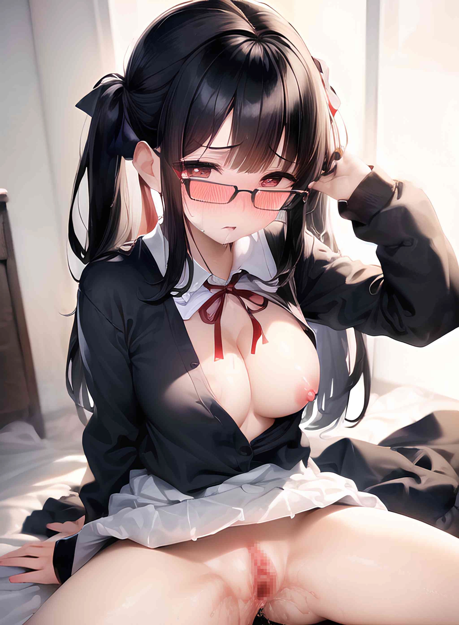 「やめてください...///」クラスの大人しい巨乳メガネっ娘にセクハラえっち