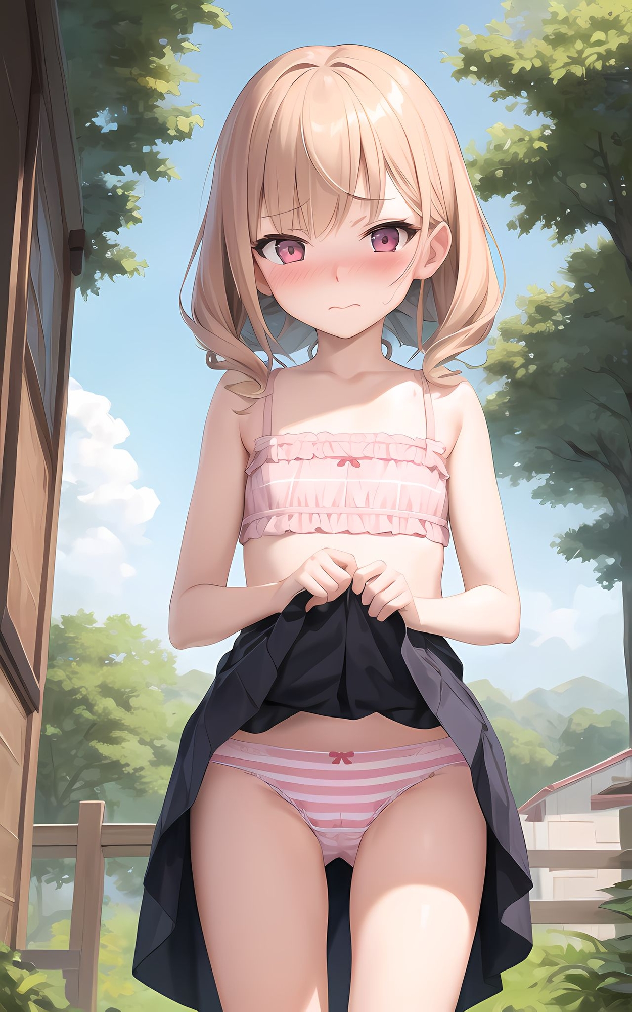 貧乳少女たちがパンティーを見せる [しまぱんVer]