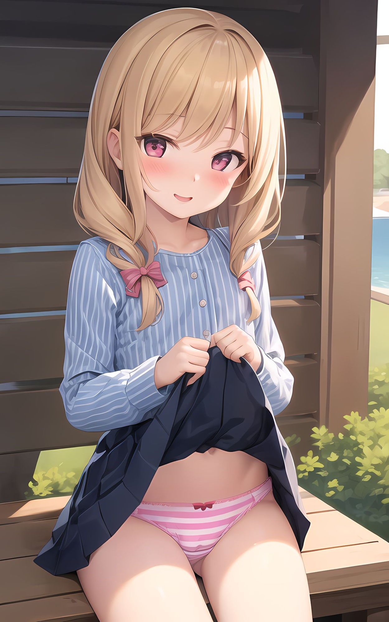 貧乳少女たちがパンティーを見せる [しまぱんVer]