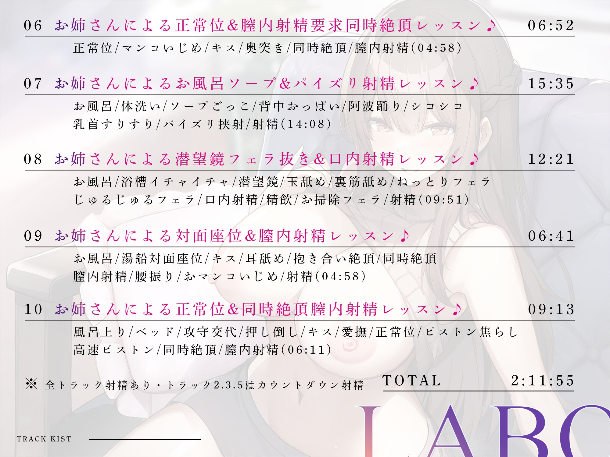 【サークル設立記念110円】昔馴染みの爆乳ドスケベお姉さんによる二人っきりのカウントダウン濃厚射精レッスン♪【2時間11分】【全10トラック射精あり】