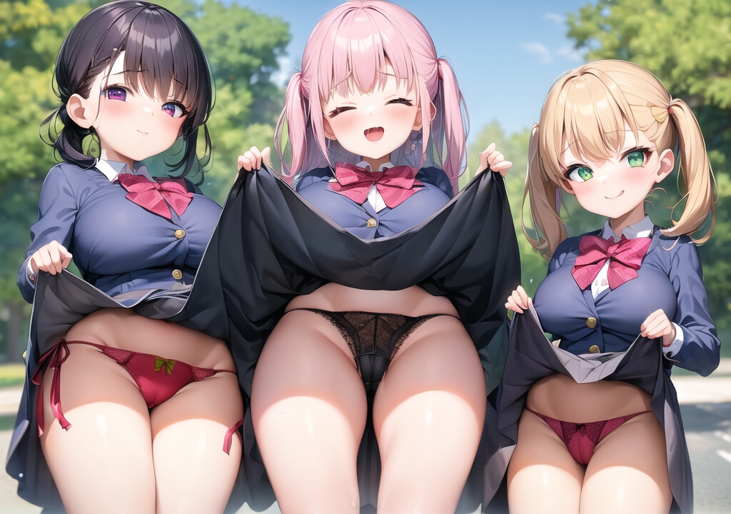 なぜかパンツを見せてくれるギャル(2) 屋外編[AI生成159枚]