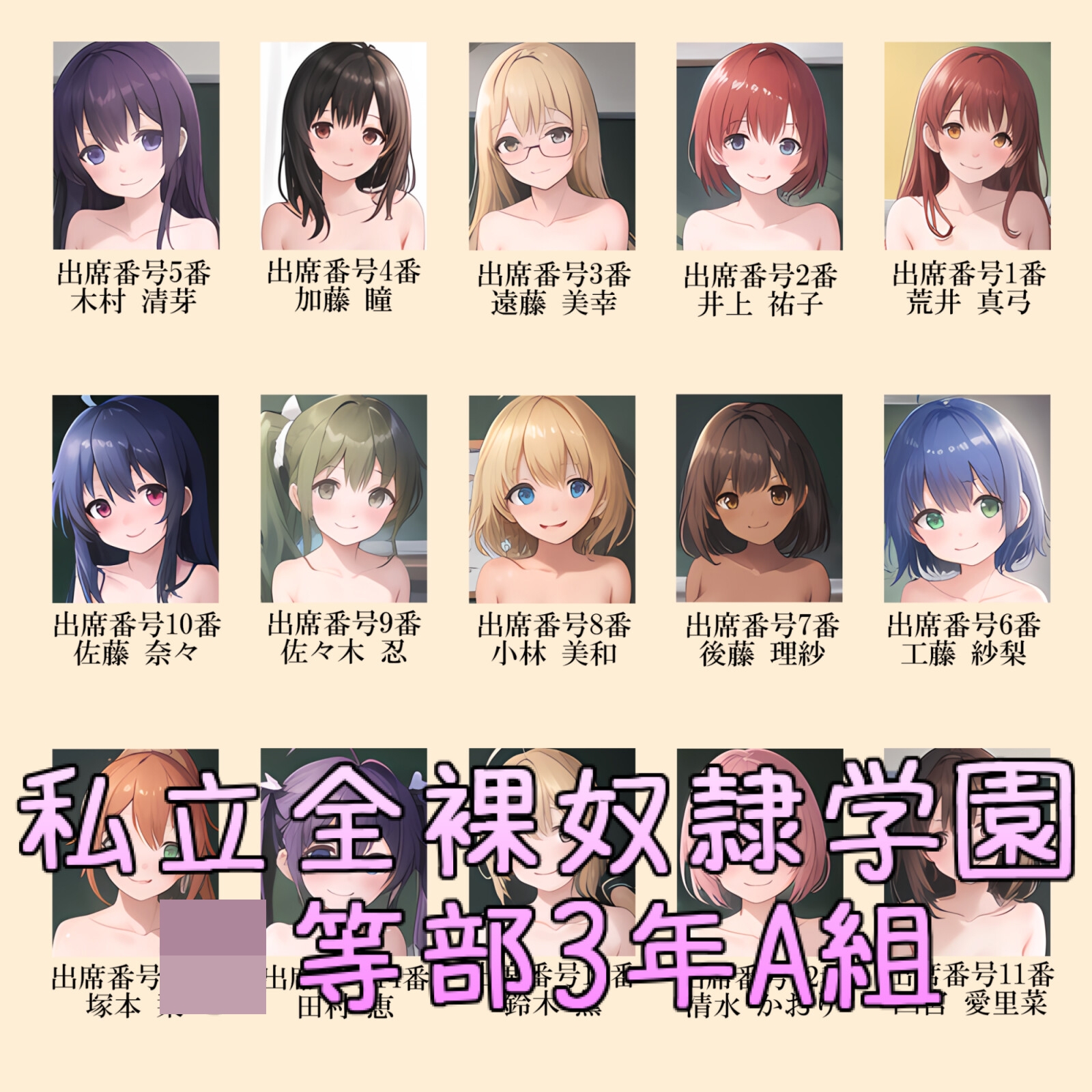 私立全裸奴隷学園○等部3年A組