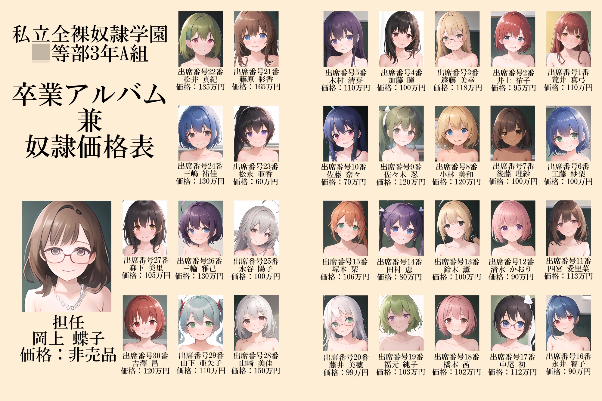 私立全裸奴隷学園○等部3年A組