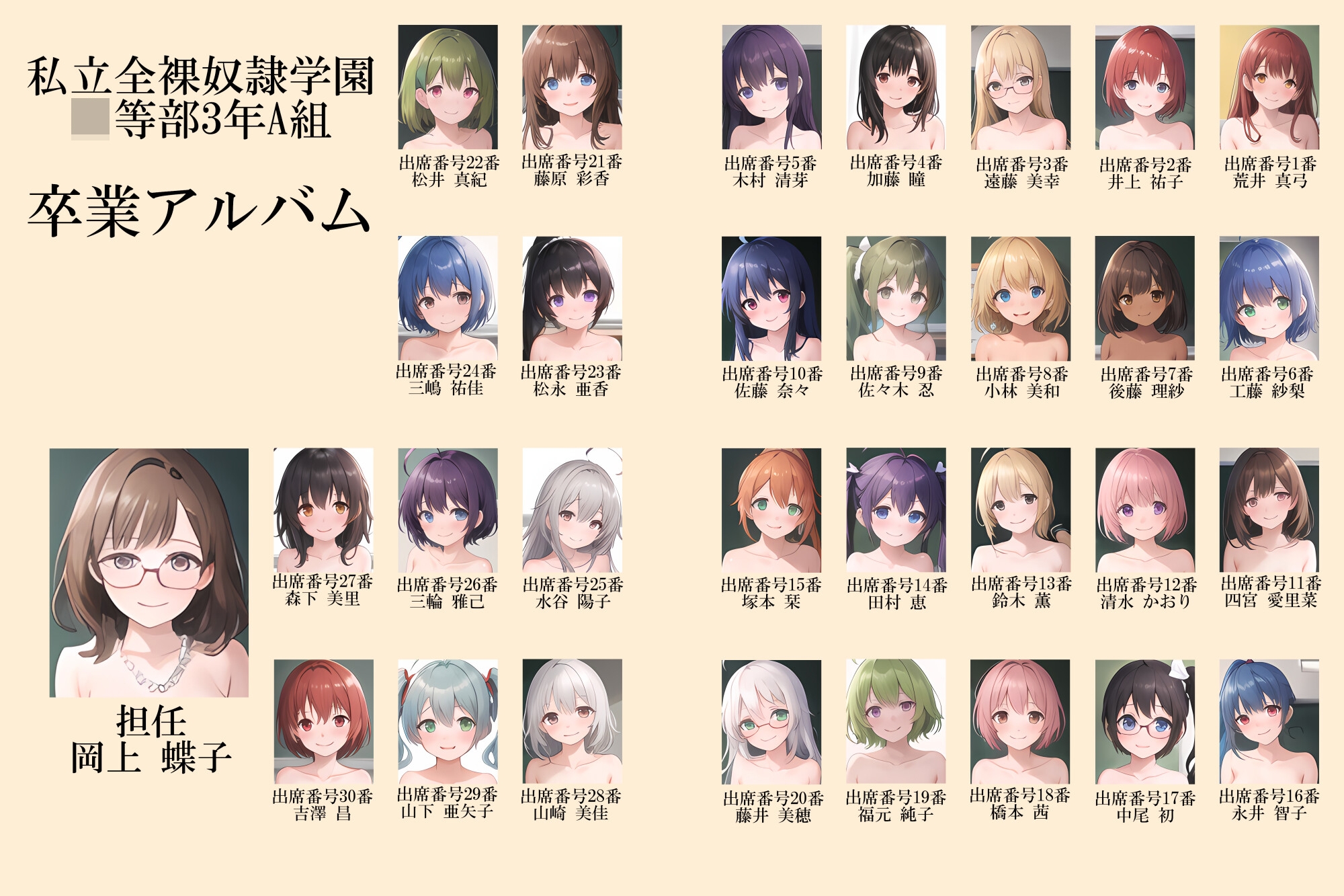 私立全裸奴隷学園○等部3年A組