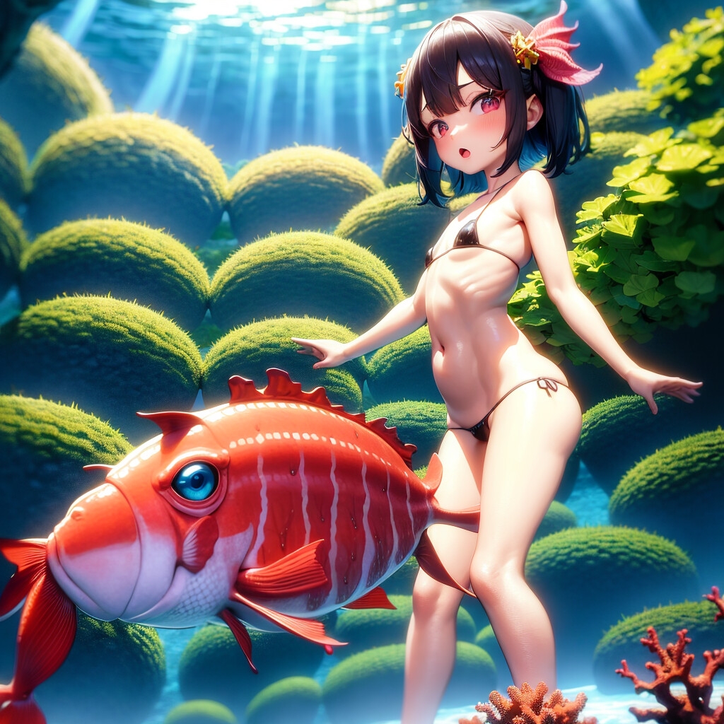 水中に居る女の子(マイクロビキニ)