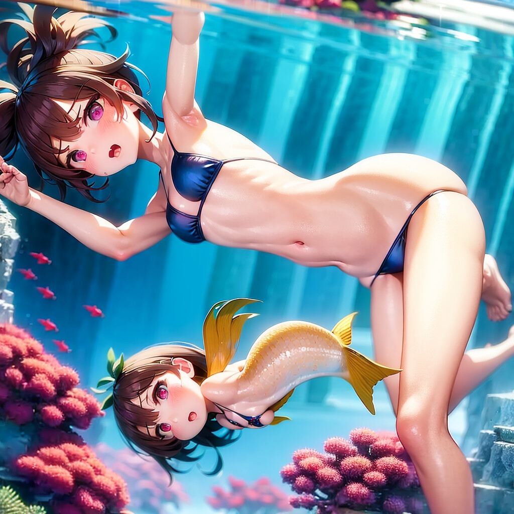 水中に居る女の子(マイクロビキニ)