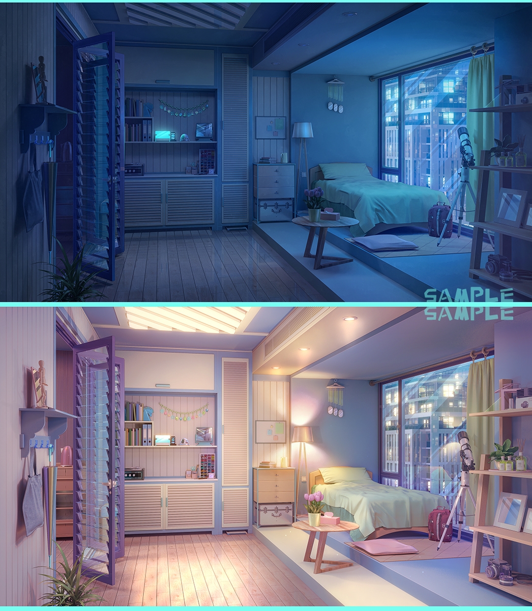 背景素材:水色の部屋