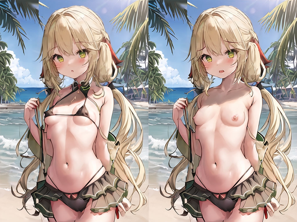 金髪の女の子と楽しい休暇