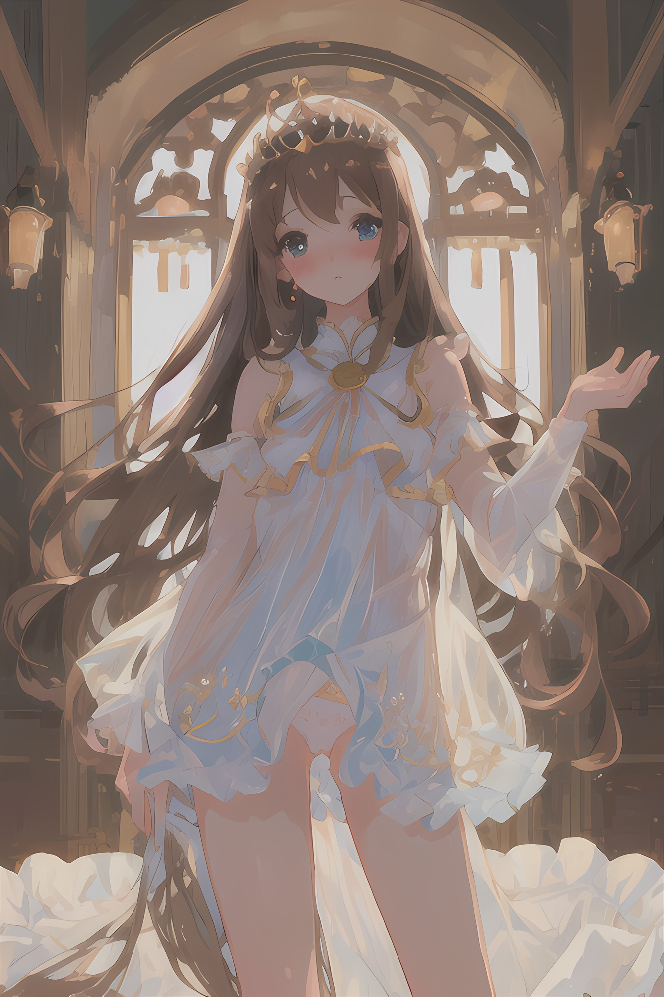 恥ずかしそうな少女の甘い微笑み