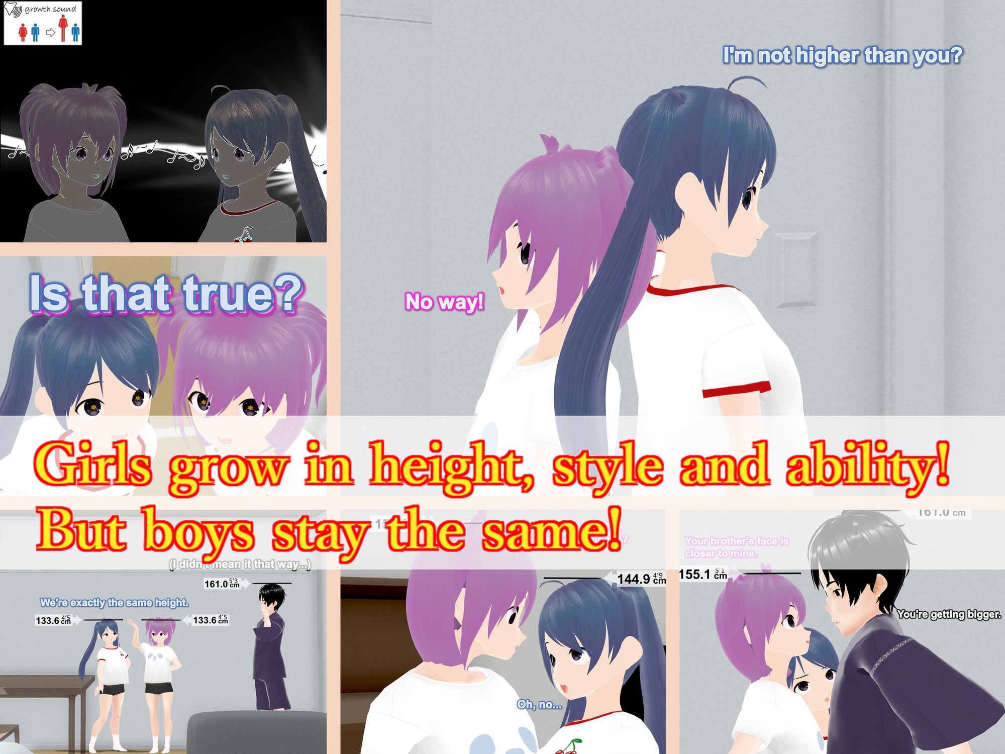 Only girls overgrow boys. Growth sound. Love rival Arc