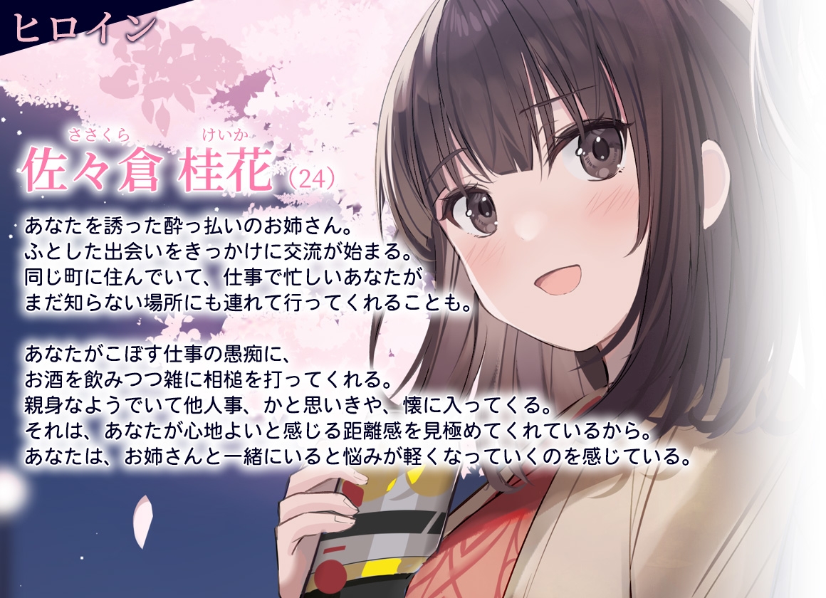 【百合体験】夜桜ほろ酔いお姉さん ~きみといっしょに、乾杯したい~【CV:佐伯伊織】