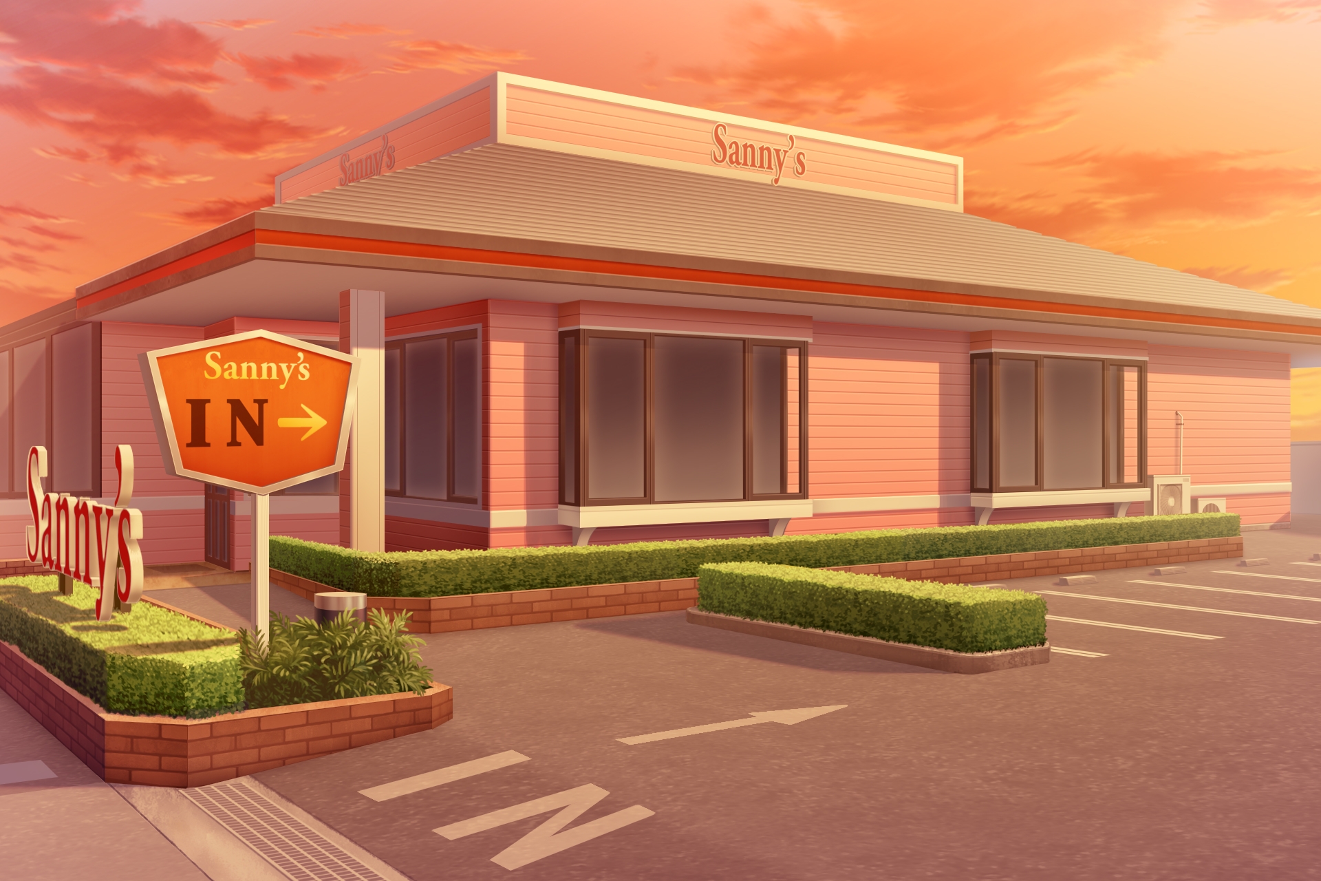 単品5種背景素材v68ファミレス外観