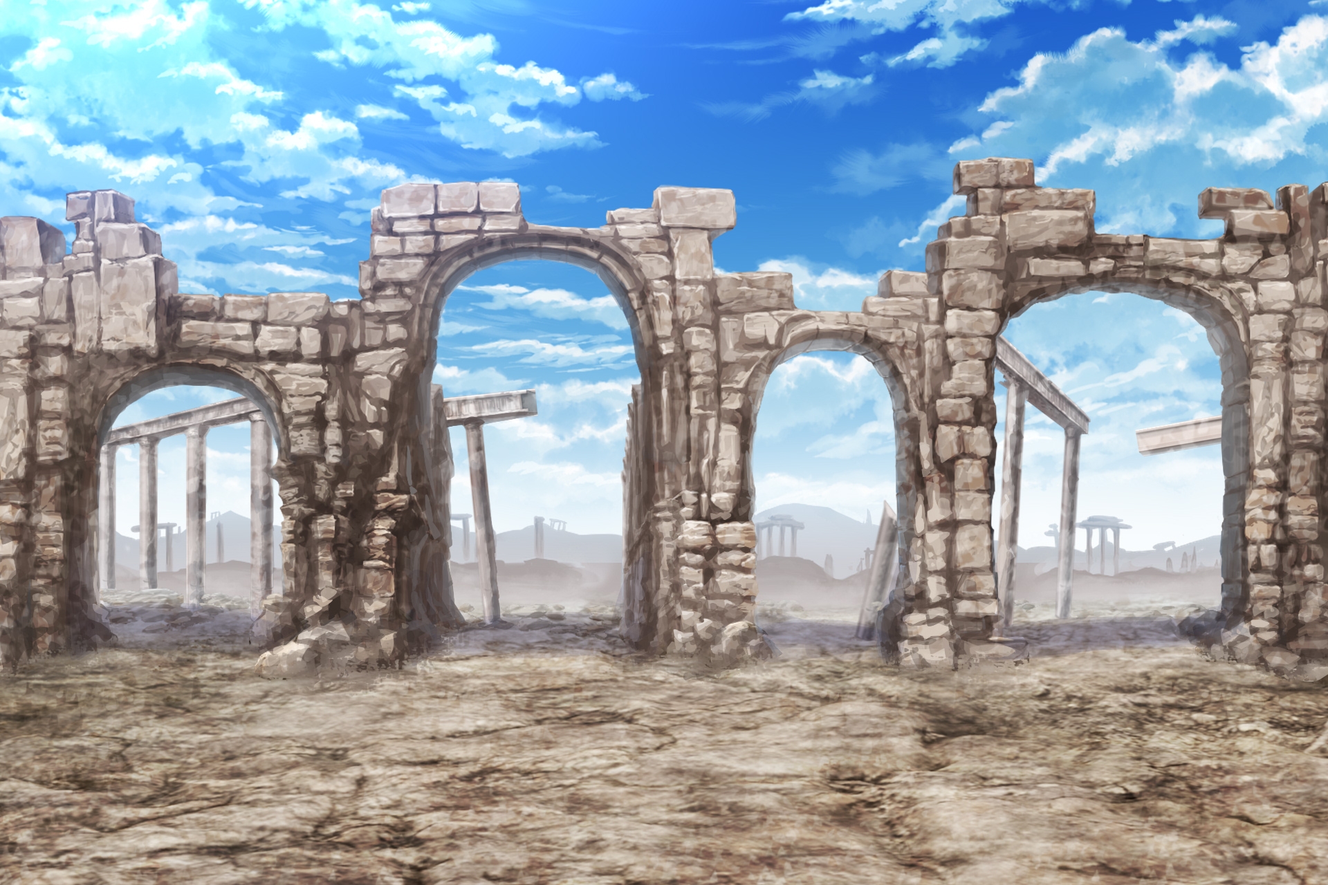 単品5種背景素材v83b遺跡屋外