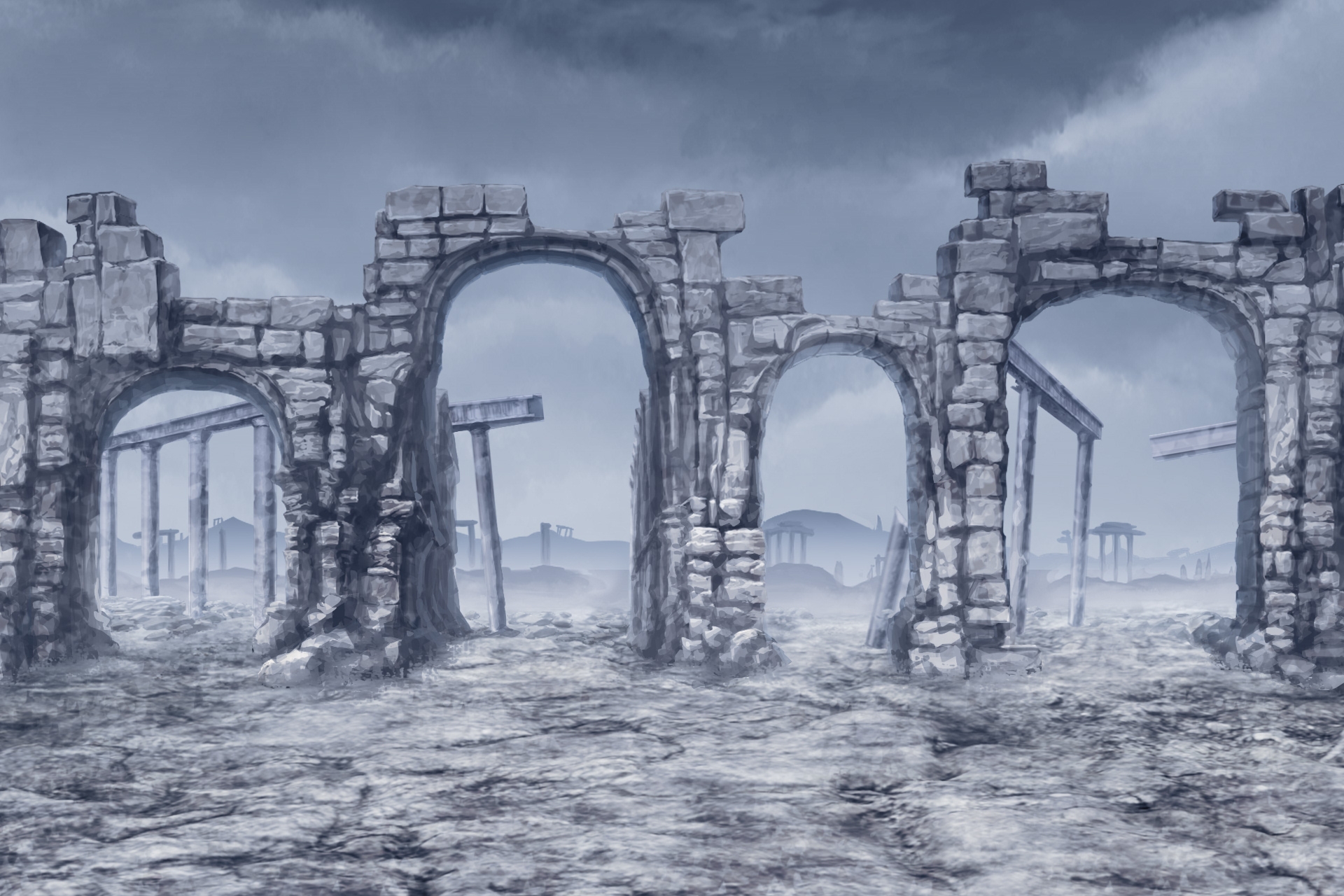 単品5種背景素材v83b遺跡屋外