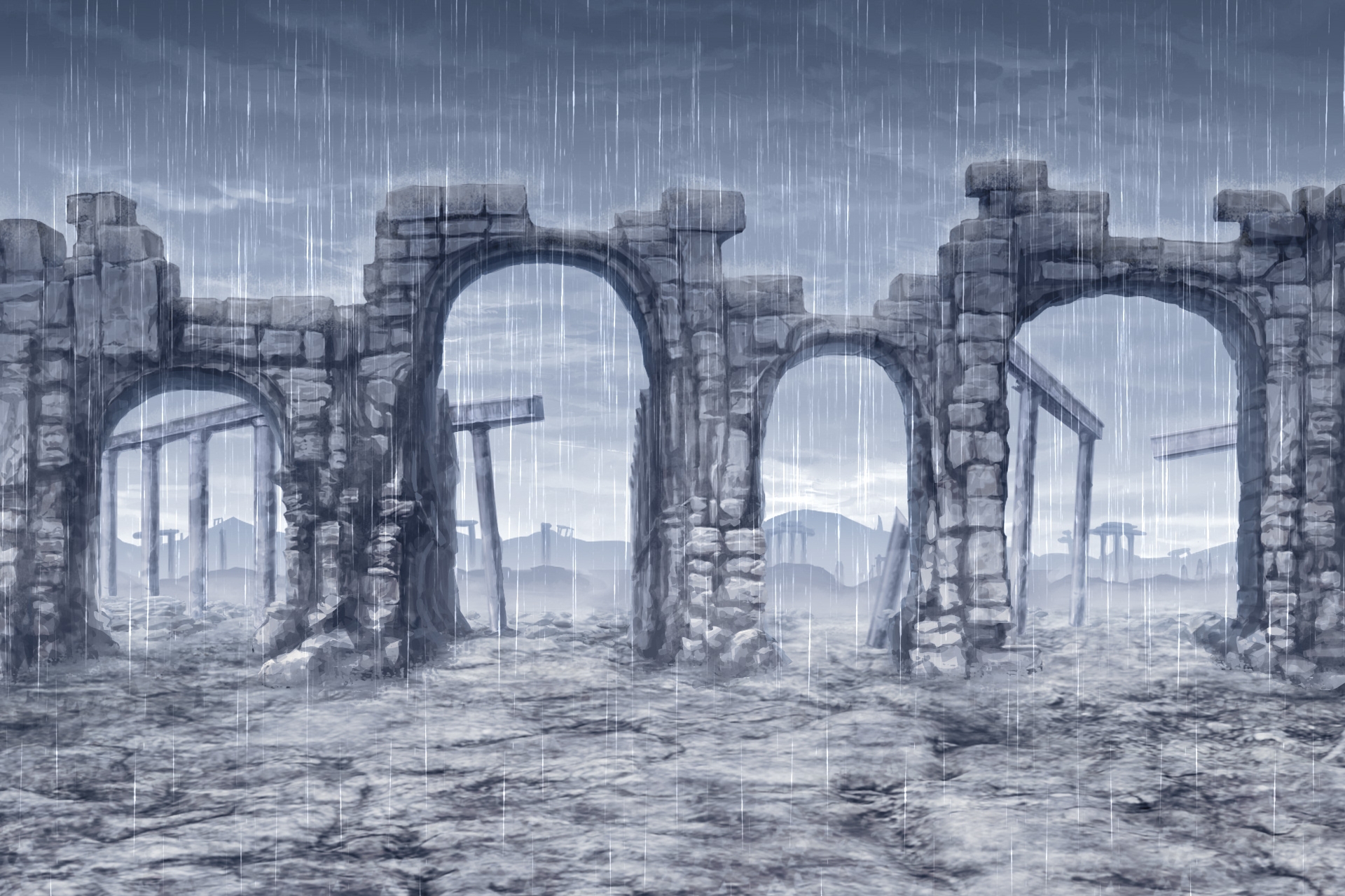 単品5種背景素材v83b遺跡屋外