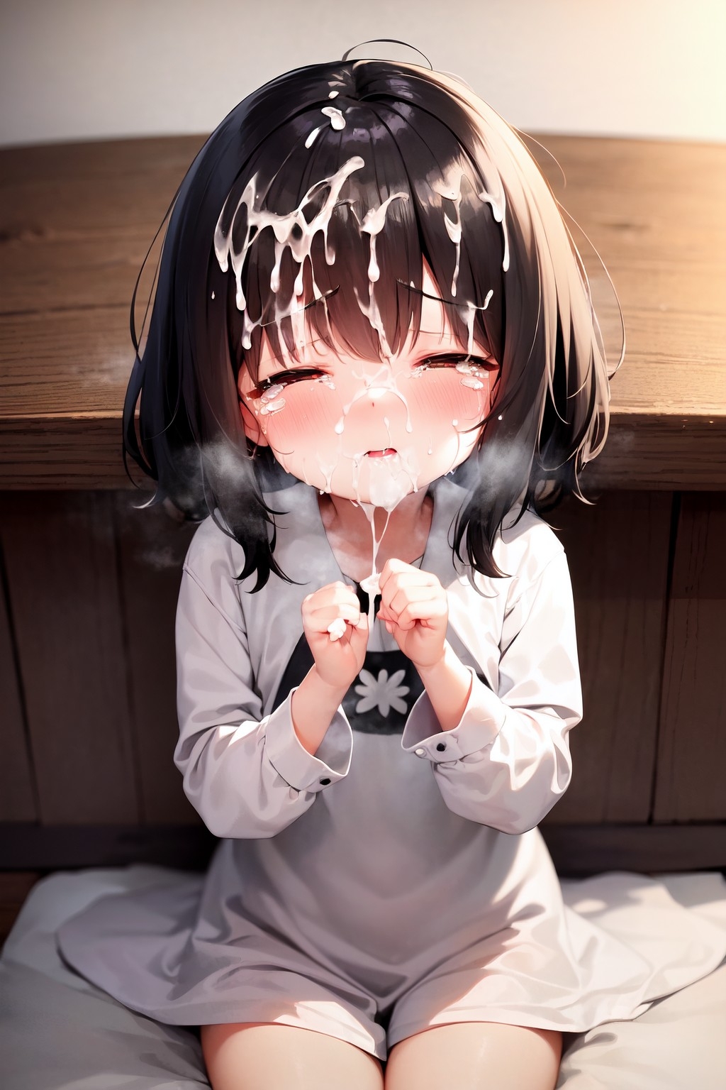 怯えるロリに大量ぶっかけ -精液まみれのドロドロ泣き顔-