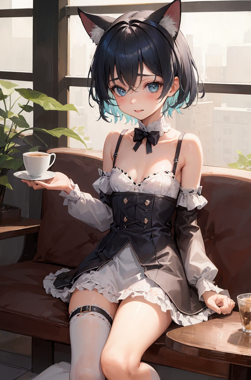 AIイラスト「微乳ネコミミ生徒会長」