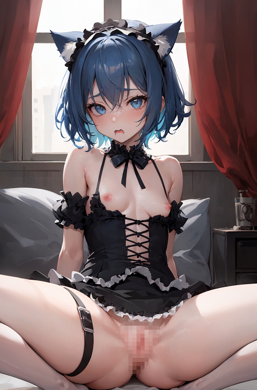 AIイラスト「微乳ネコミミ生徒会長」