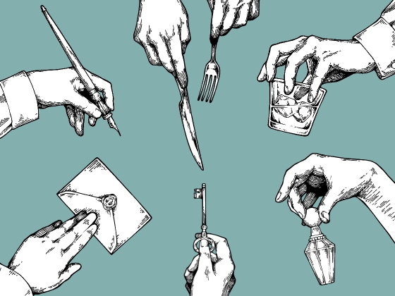 ペン画風の手のイラスト素材 12種(黒、白、ゴールド3色)