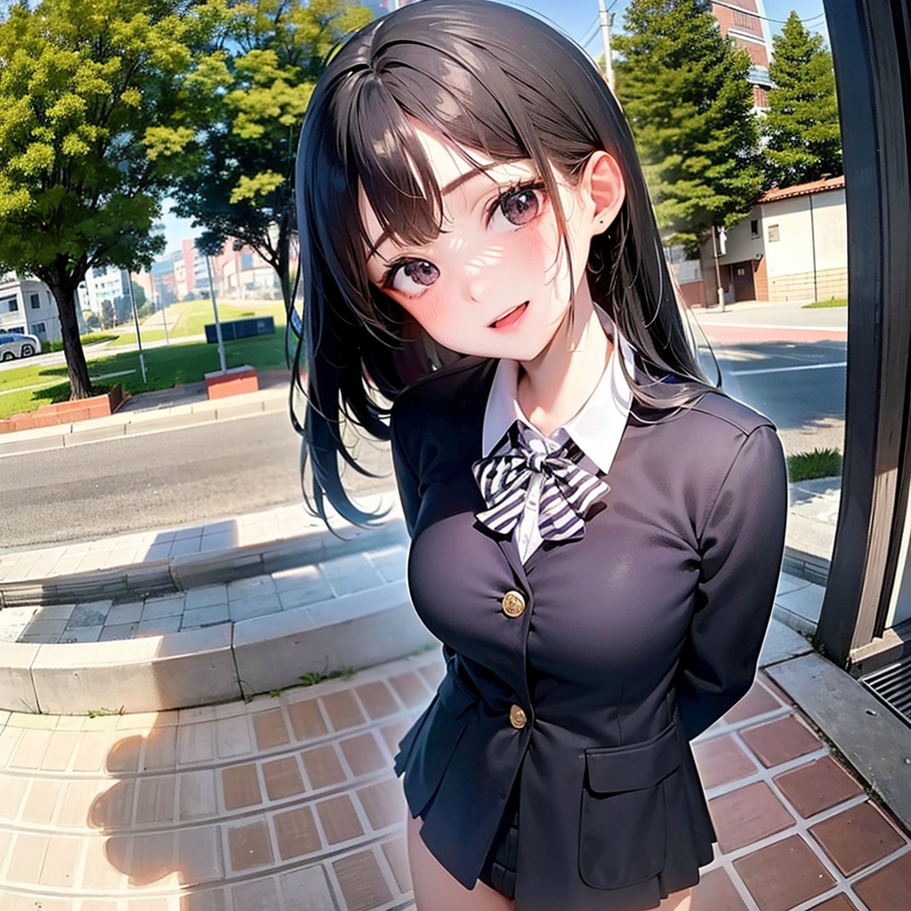 黒髪ロングJK集