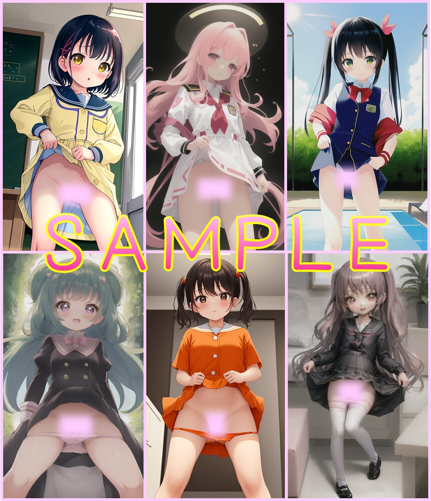 パイ〇ン女子たちの制服たくし上げ(複数AIモデル使用)