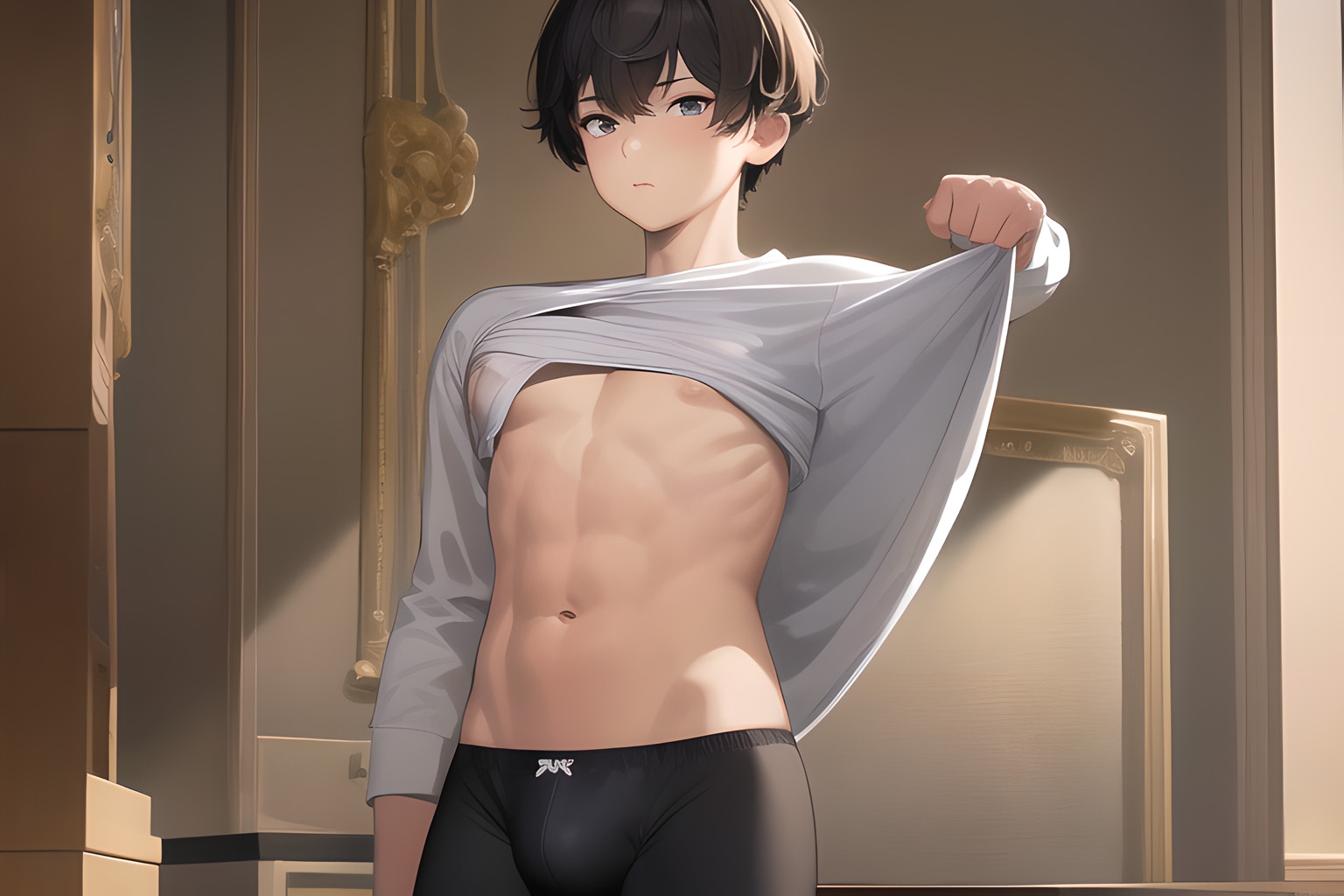 ショタにちょっぴりえっちなお腹を見せてもらう