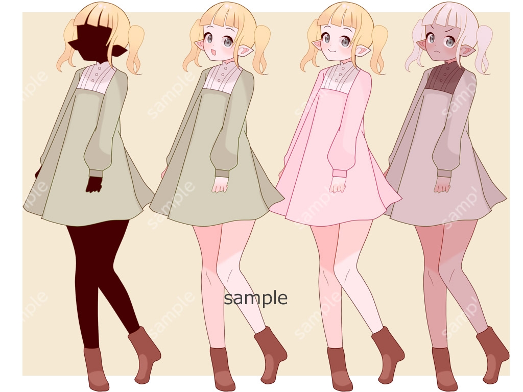 全身立ち絵素材・《エルフセット》