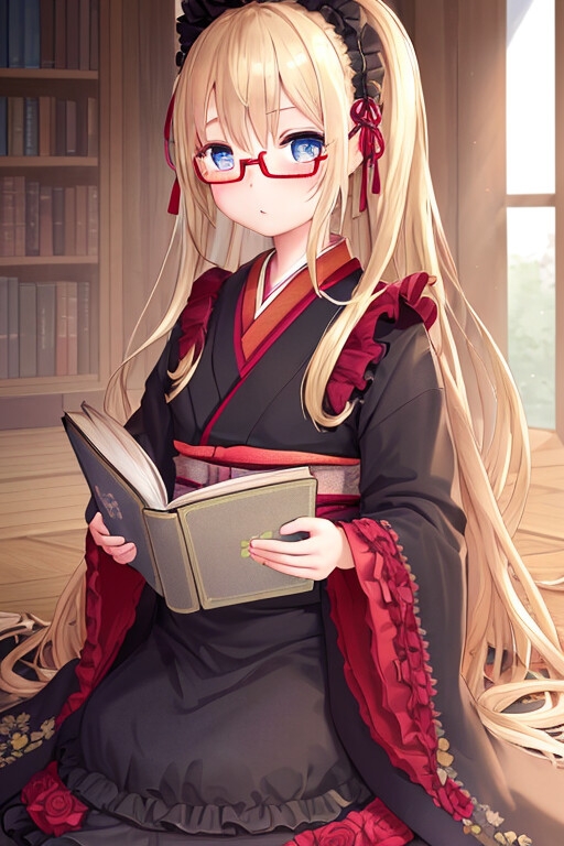 金髪碧眼ロリータ着物な眼鏡っ子