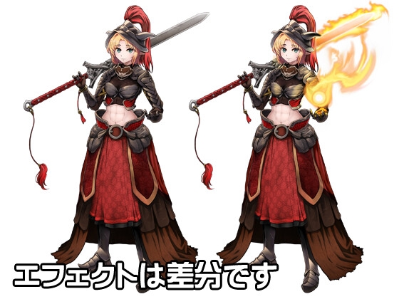 立ち絵素材_t01(エルフ騎士)表情表情7種+エフェクト用同種表情差分