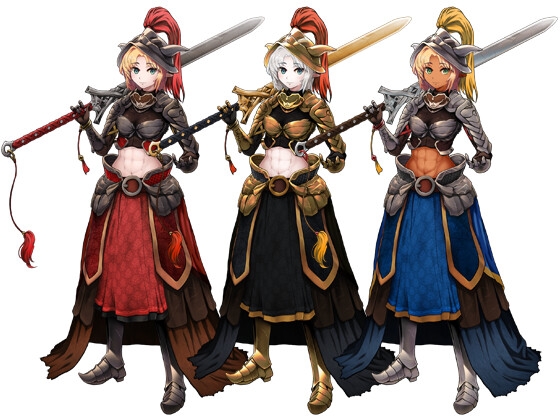 立ち絵素材_t01(エルフ騎士)3色セット 表情表情7種+エフェクト用同種表情差分