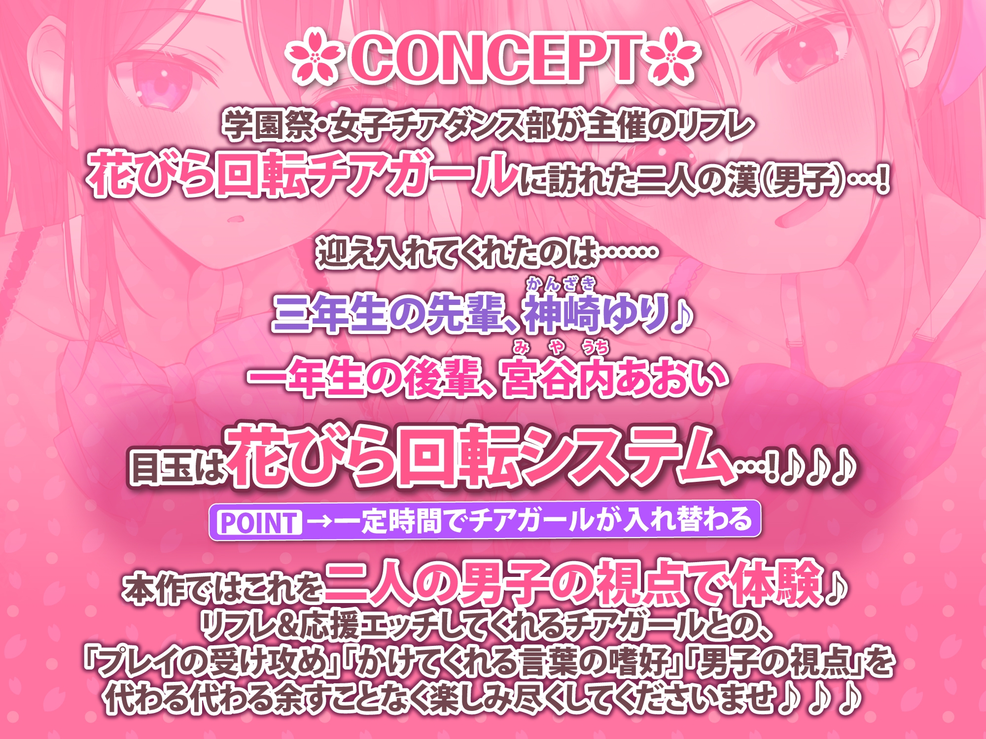 【KU100】ドスケベ学園祭リフレの花びら回転チアガール♪ ～隣の喘ぎも丸聞こえ! 射精我慢を応援されながらハーレム中出しえっち!【プレミアムシリーズ】