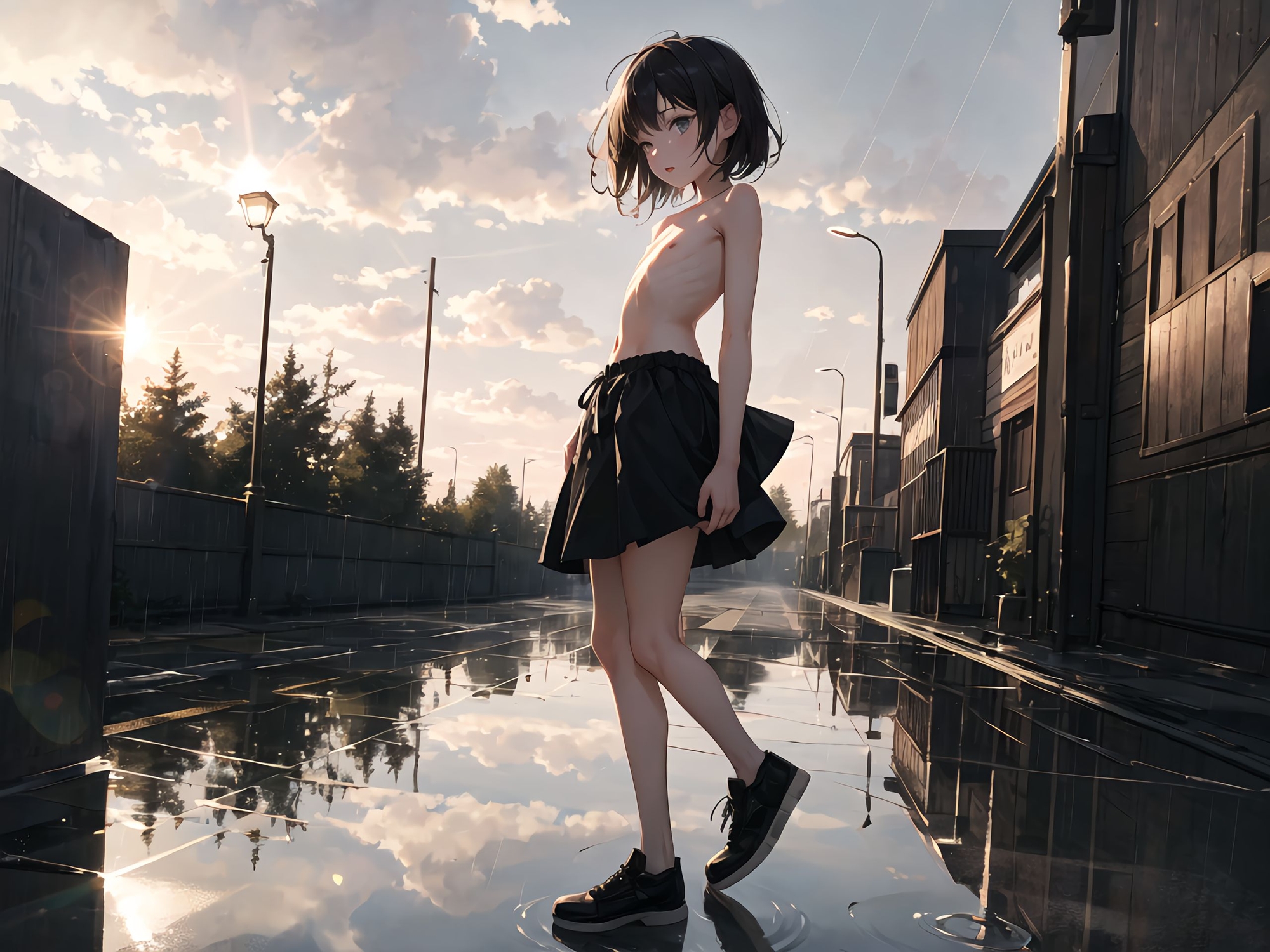 色白細身少女画集【びしょ濡れ露出編】