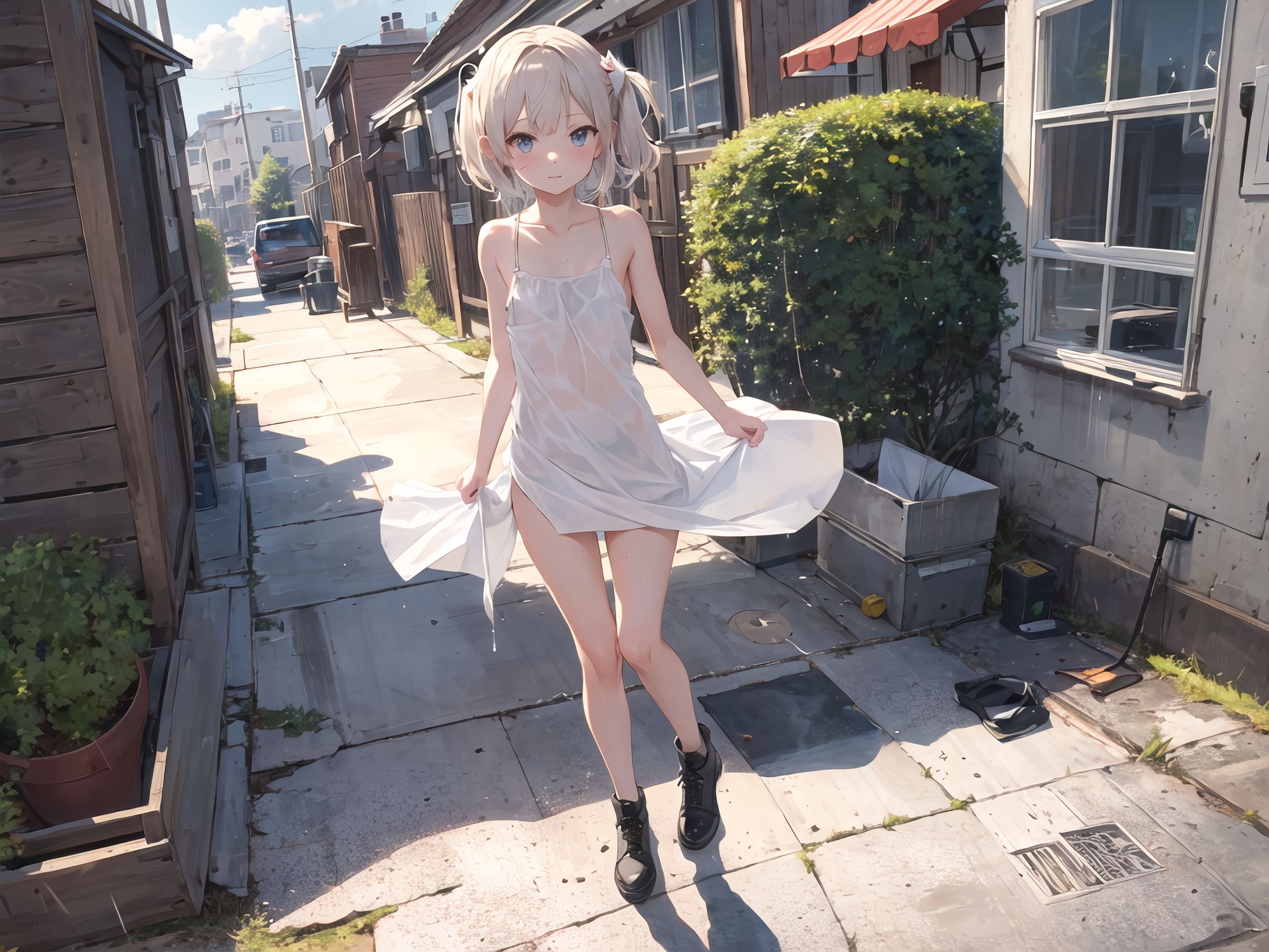 色白細身少女画集【びしょ濡れ露出編】