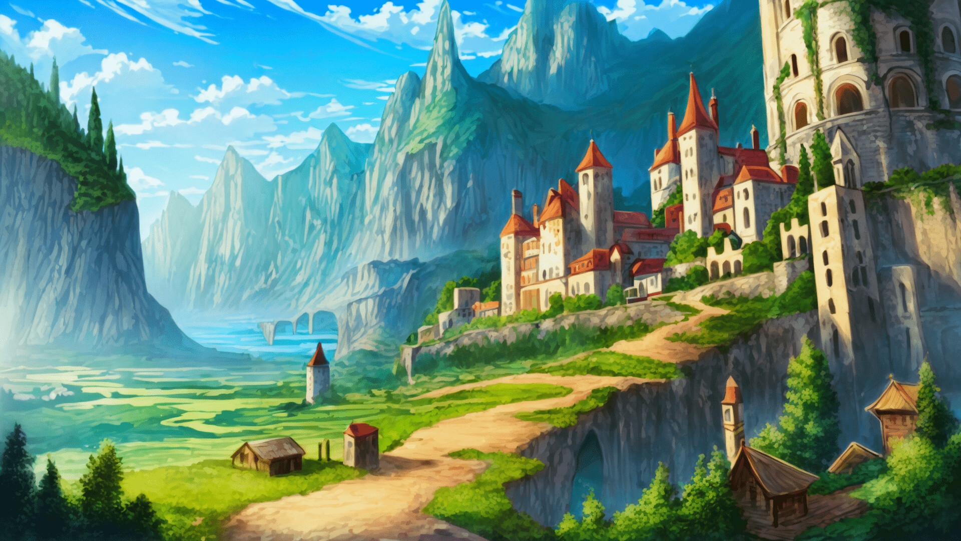 ファンタジーシリーズ第2弾!城と森!AI生成された背景画像126枚!