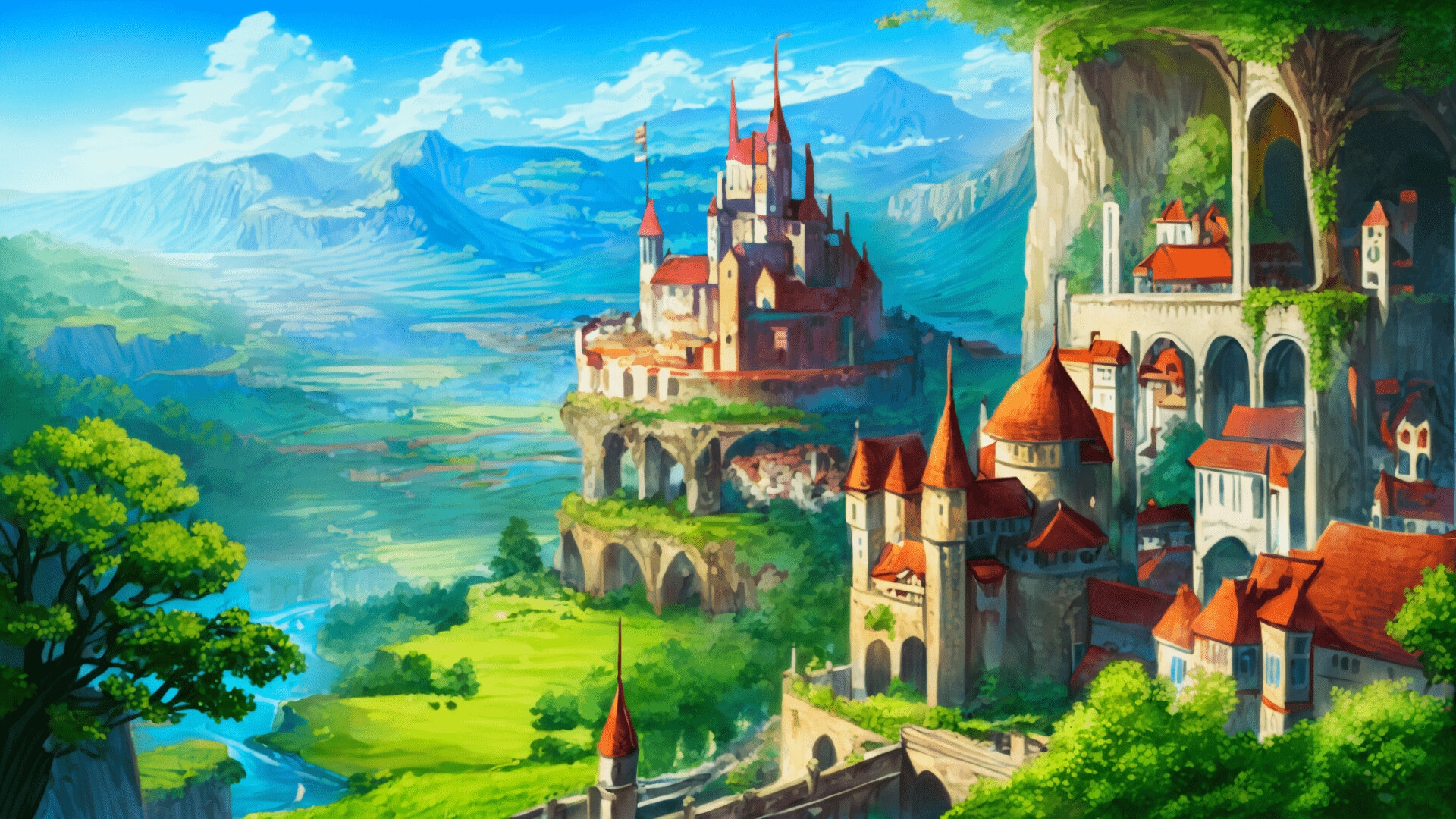 ファンタジーシリーズ第2弾!城と森!AI生成された背景画像126枚!