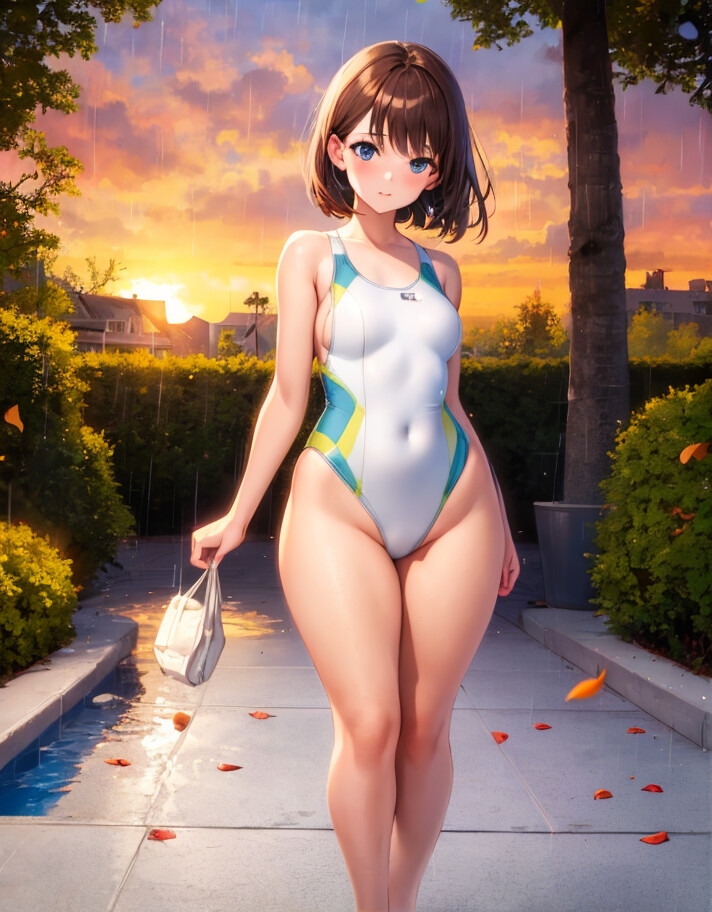 競泳水着の美少女