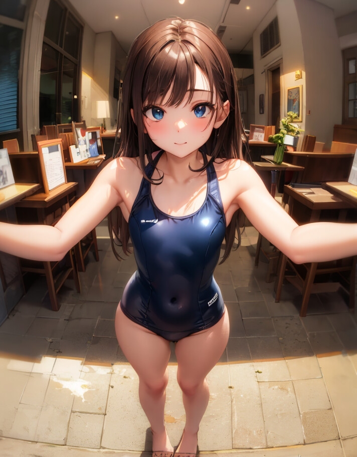 競泳水着の美少女