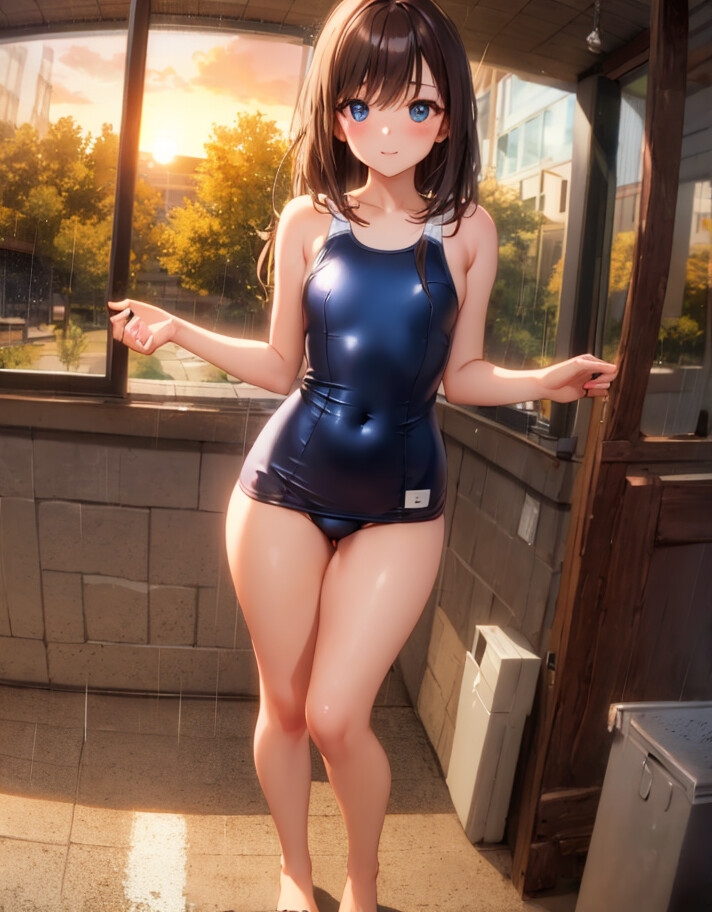 競泳水着の美少女