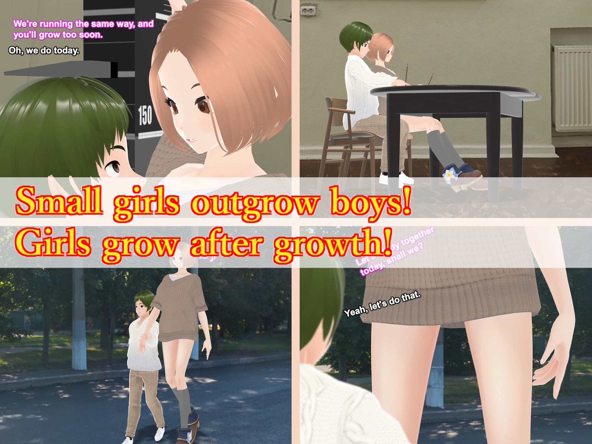 Only girls overgrow boys. Growth sound. Girlfriend overtaking Arc