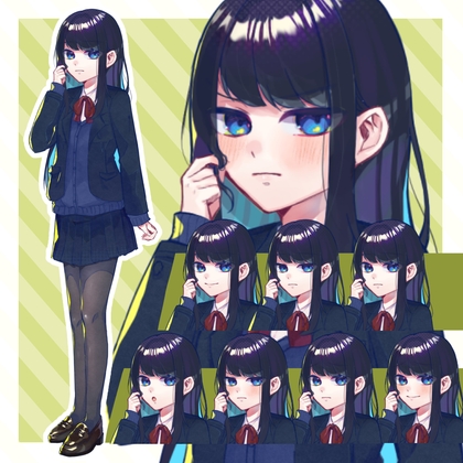 【商用OK】黒髪ストレートの制服女の子