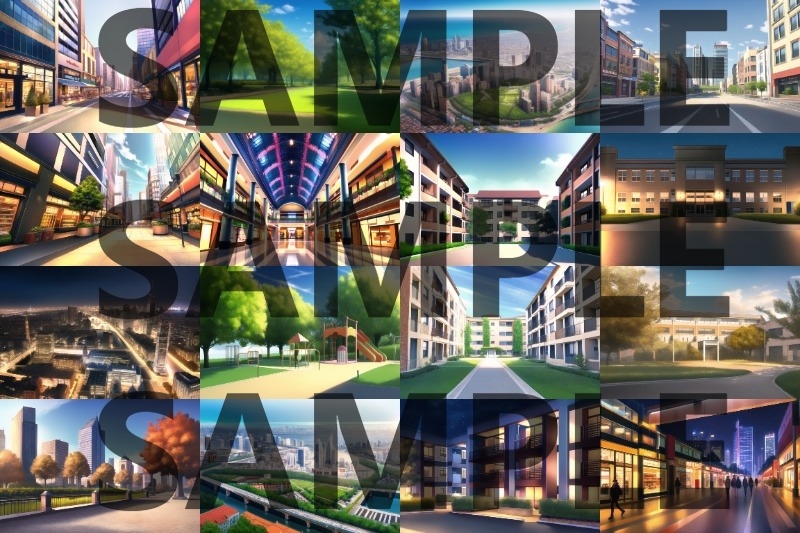 【400枚】現代日本 街中画像背景集【店舗/町並/病院】