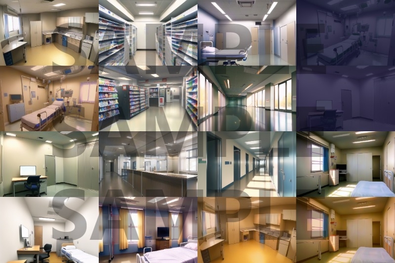 【400枚】現代日本 街中画像背景集【店舗/町並/病院】