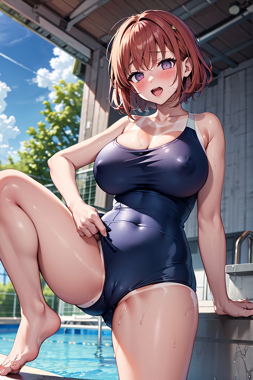 水泳部のナマイキ爆乳先輩を"催眠露出"させるCG集