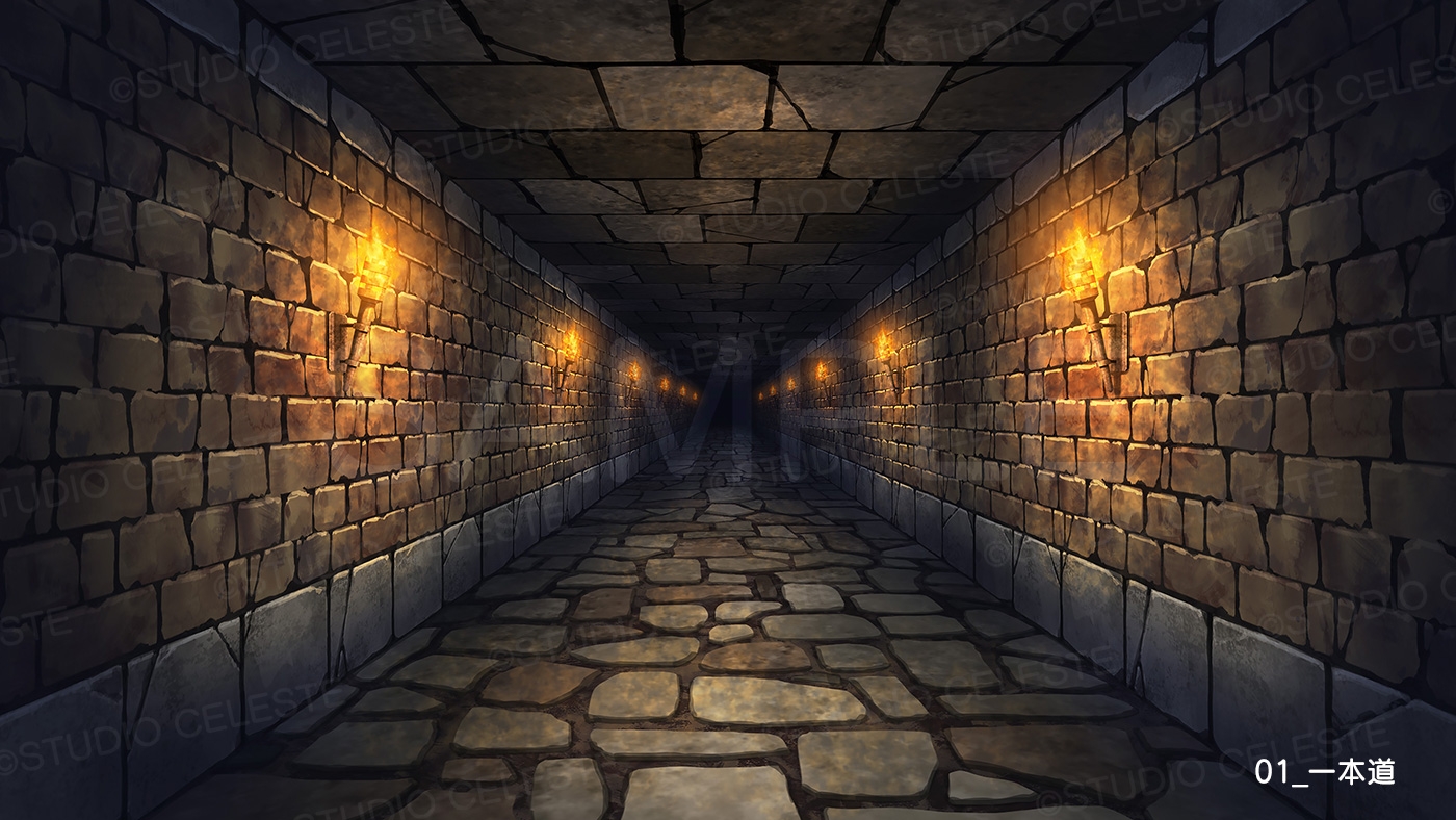 【背景素材集】ダンジョン通路セット