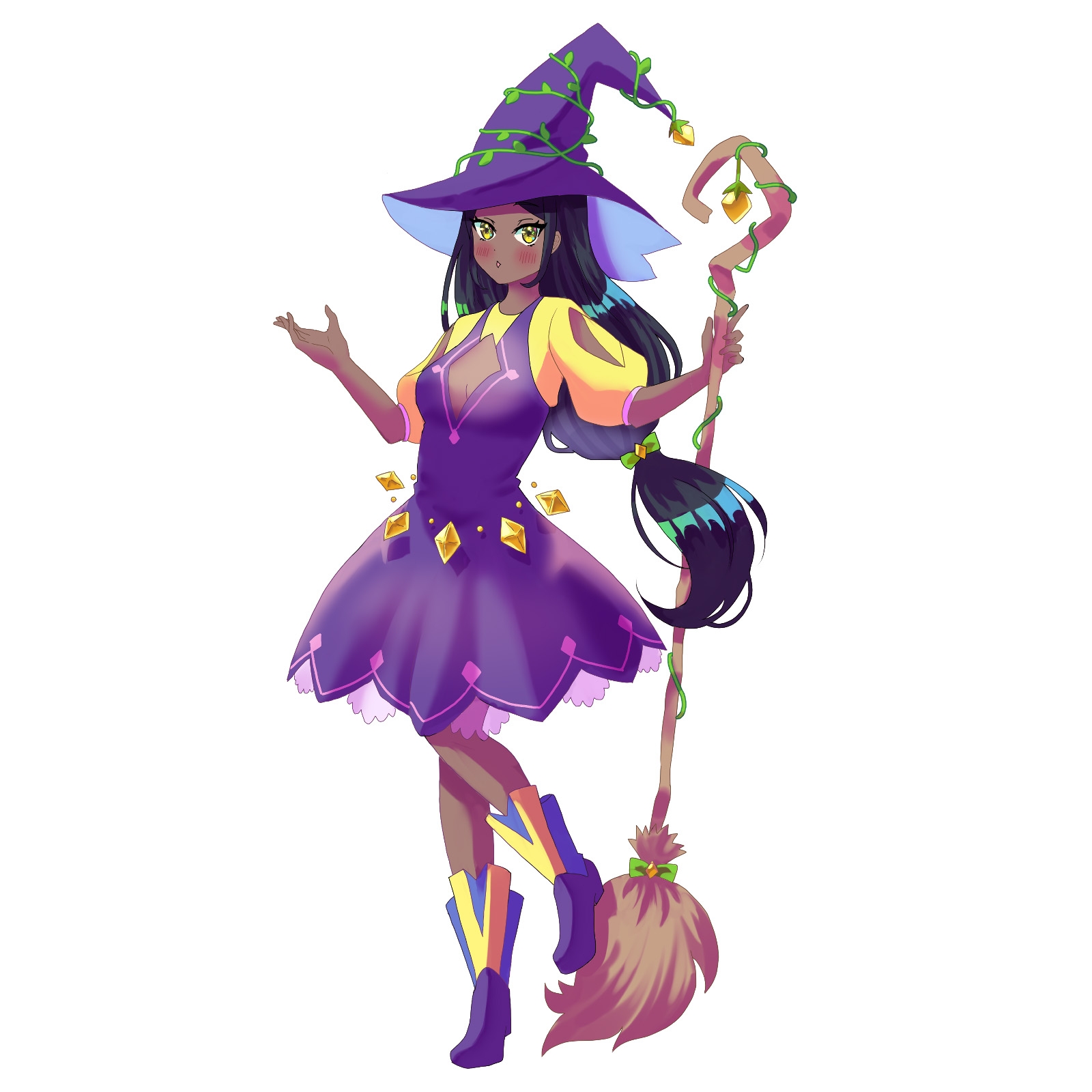 立ち絵素材_78(魔女)表情9種+箒